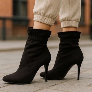 EUC Women’s Chinese Laundry boots 8 1/2 M Black Stilettos 4 3/4” Heels